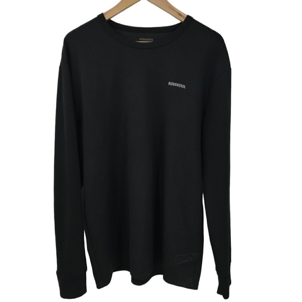 Rossignol Black Long Sleeve Crew Neck Base Layer Shirt Size XL Wicking Light